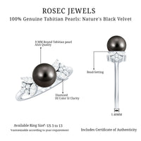Tahitian pearl engagement ring with diamond accents from Rosec Jewels, featuring a natural-inspired design and elegant craftsmanship.