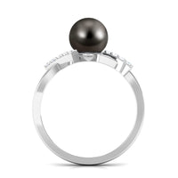 Tahitian Pearl Solitaire Ring with Diamond Accent