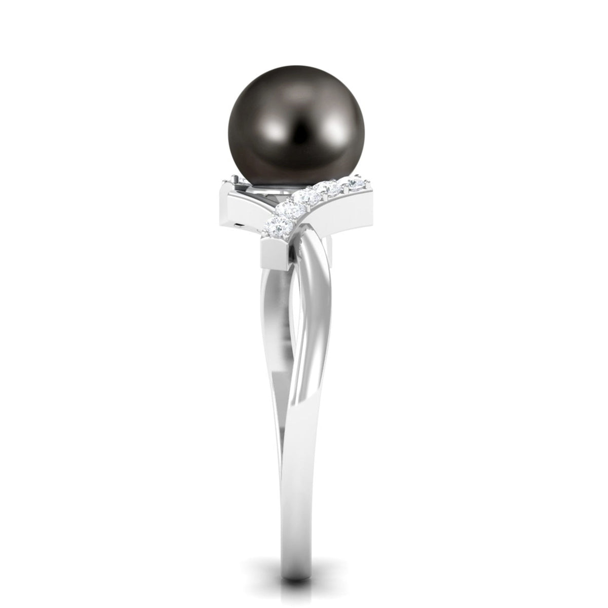 Tahitian Pearl Solitaire Ring with Diamond Accent
