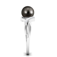 Tahitian Pearl Solitaire Ring with Diamond Accent