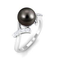 Tahitian Pearl Solitaire Ring with Diamond Accent