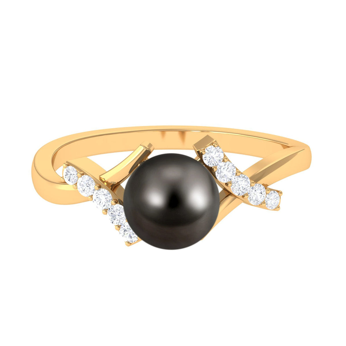 Tahitian Pearl Solitaire Ring with Diamond Accent