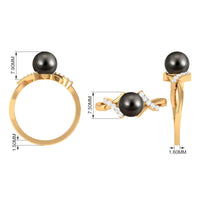 Tahitian Pearl Solitaire Ring with Diamond Accent