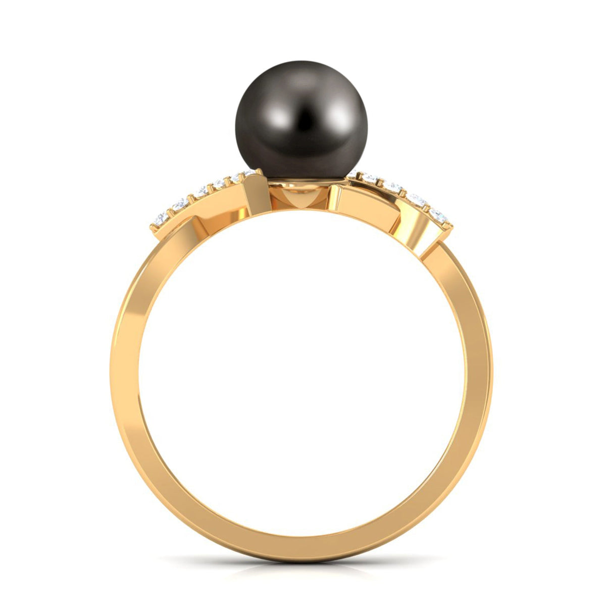 Tahitian Pearl Solitaire Ring with Diamond Accent