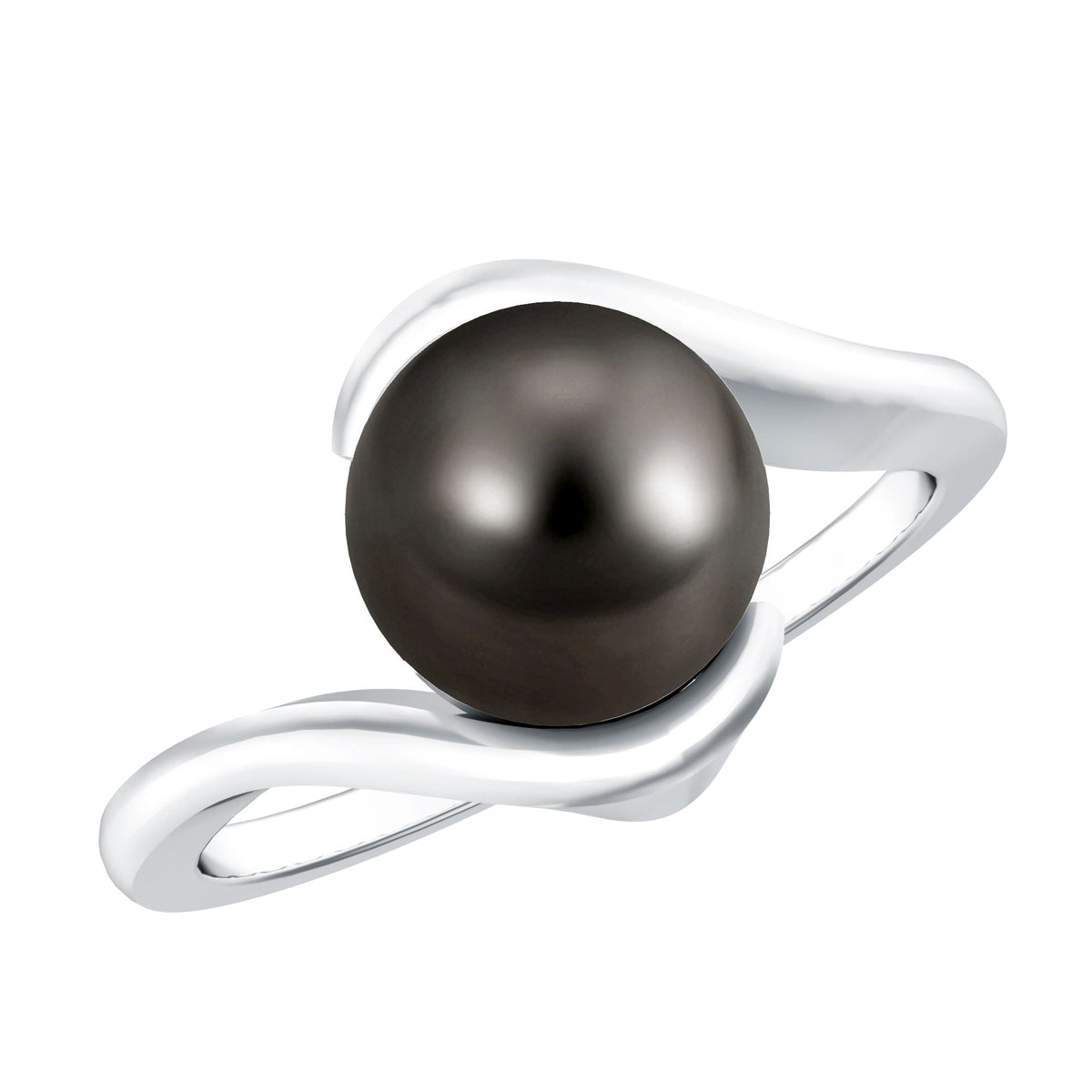 8 Carat Certified Tahitian Black Pearl Solitaire Bypass Ring