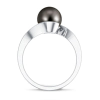 8 Carat Certified Tahitian Black Pearl Solitaire Bypass Ring
