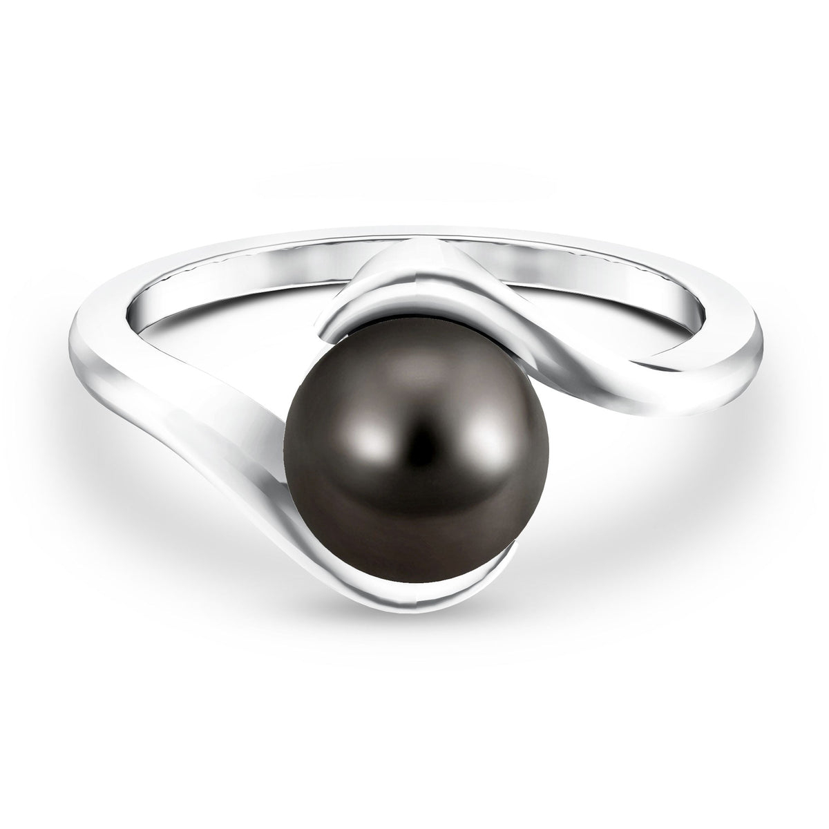 8 Carat Certified Tahitian Black Pearl Solitaire Bypass Ring
