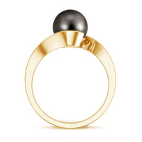 8 Carat Certified Tahitian Black Pearl Solitaire Bypass Ring