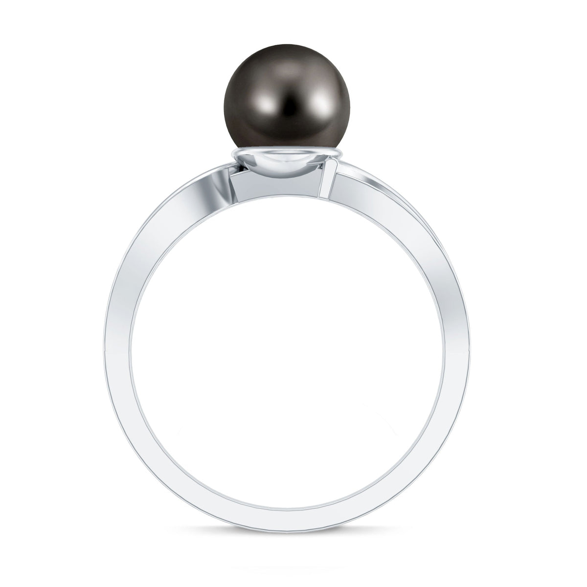 7.25 CT Tahitian Pearl engagement ring with diamond, featuring a solitaire design from Rosec Jewels, shown on a ring display.