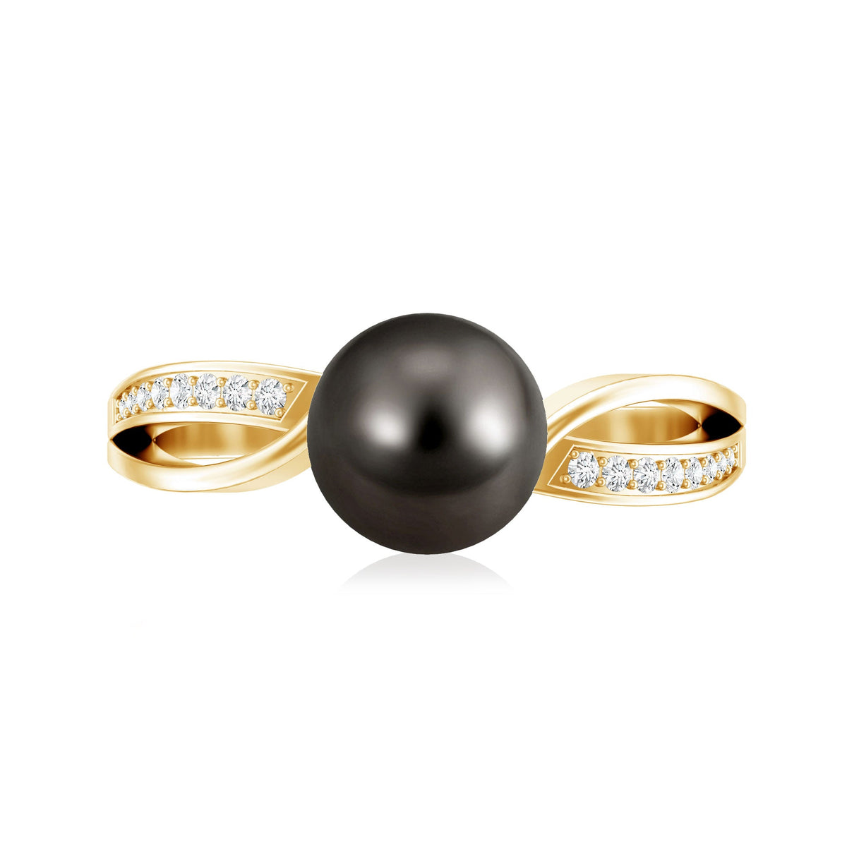 Rosec Jewels 7.25 CT Solitaire Tahitian Pearl Engagement Ring with Diamond, showcasing the elegant pearl and sparkling diamond setting.
