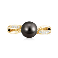 Rosec Jewels 7.25 CT Solitaire Tahitian Pearl Engagement Ring with Diamond, showcasing the elegant pearl and sparkling diamond setting.