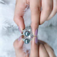 Rosec Jewels 7.5 Carat genuine Tahitian black pearl flower engagement ring with diamond accents, showcasing intricate design and craftsmanship.