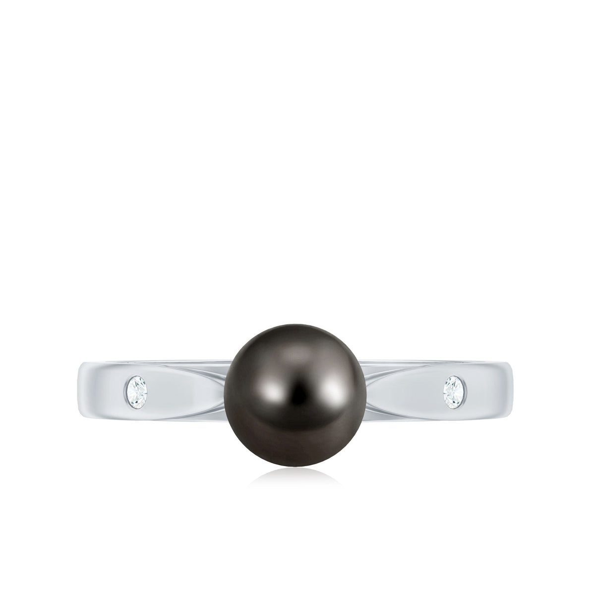 Solitaire black Tahitian pearl engagement ring by Rosec Jewels featuring a single lustrous pearl and elegant band.