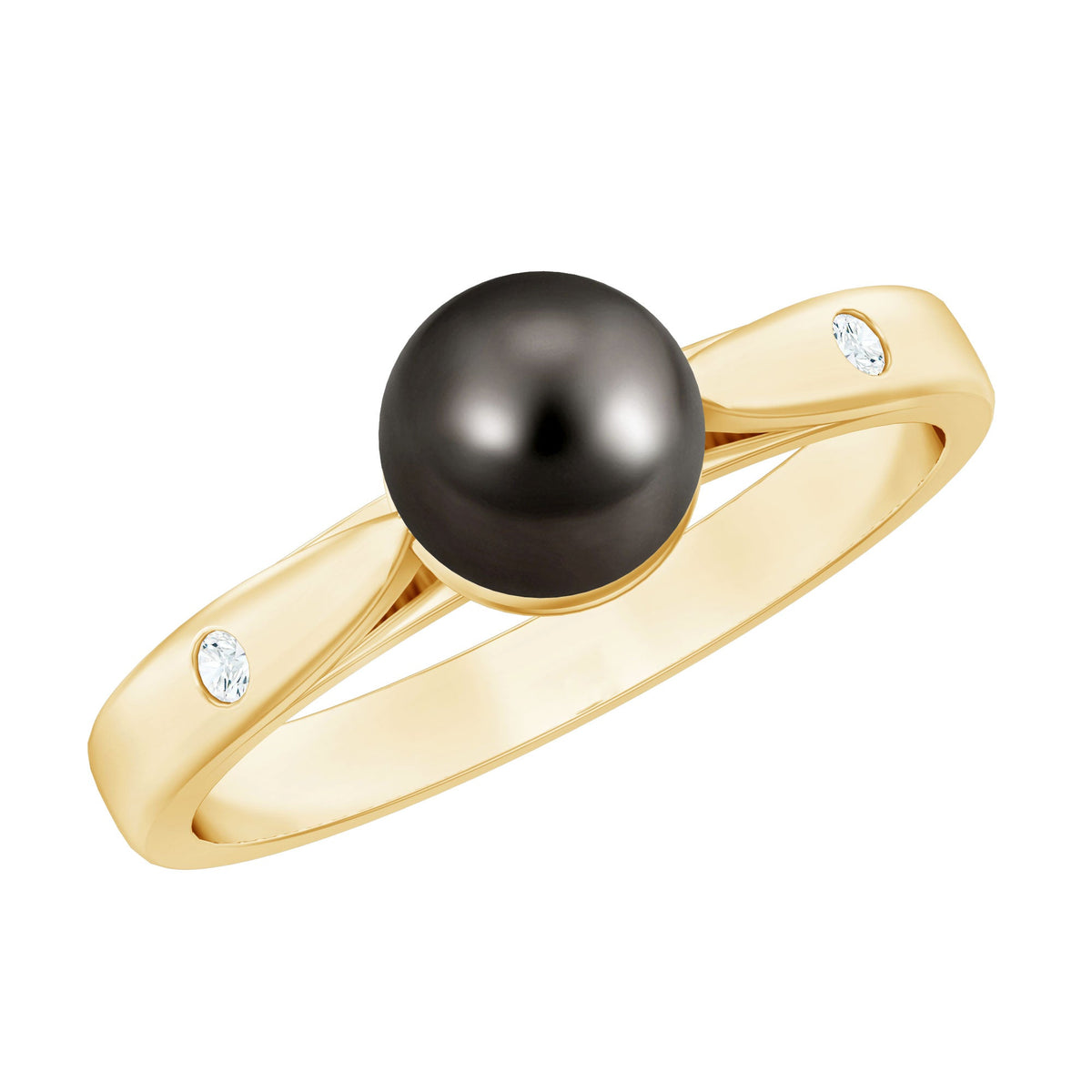 Solitaire Black Tahitian Pearl engagement ring by Rosec Jewels featuring a single black pearl set in a silver band.