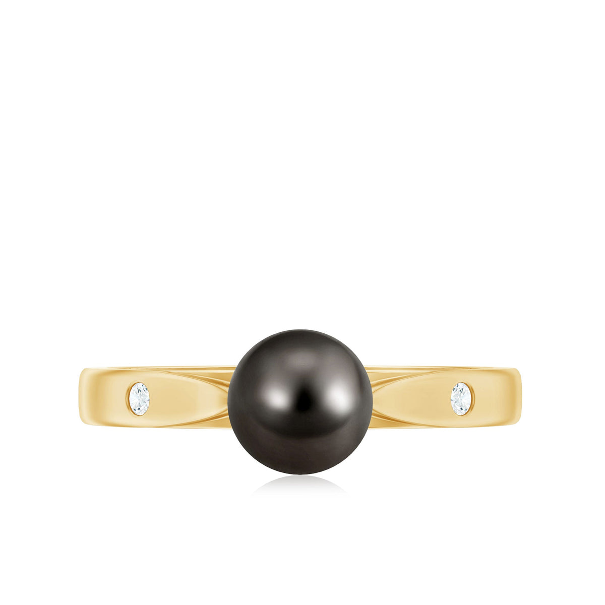 Solitaire black Tahitian pearl engagement ring by Rosec Jewels featuring a single pearl on a sleek band with certificate.