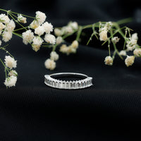 Certified Baguette Cut Moissanite Half Eternity Band Ring