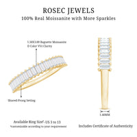 Certified Baguette Cut Moissanite Half Eternity Band Ring