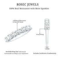 Shared Prong Set Round Moissanite Designer Wedding Band