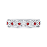 Vintage Style Lab Created Ruby Celtic Wedding Band with Certificate