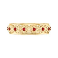 Vintage Style Lab Created Ruby Celtic Wedding Band with Certificate