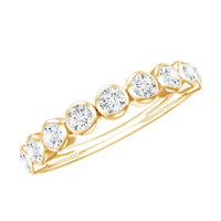 Bezel Set Moissanite Half Eternity Band Ring