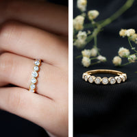 Bezel Set Moissanite Half Eternity Band Ring