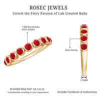 Minimal Created Ruby Half Eternity Ring in Bezel Setting