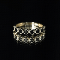 Beaded Bezel Set Black Onyx Half Eternity Wedding Band