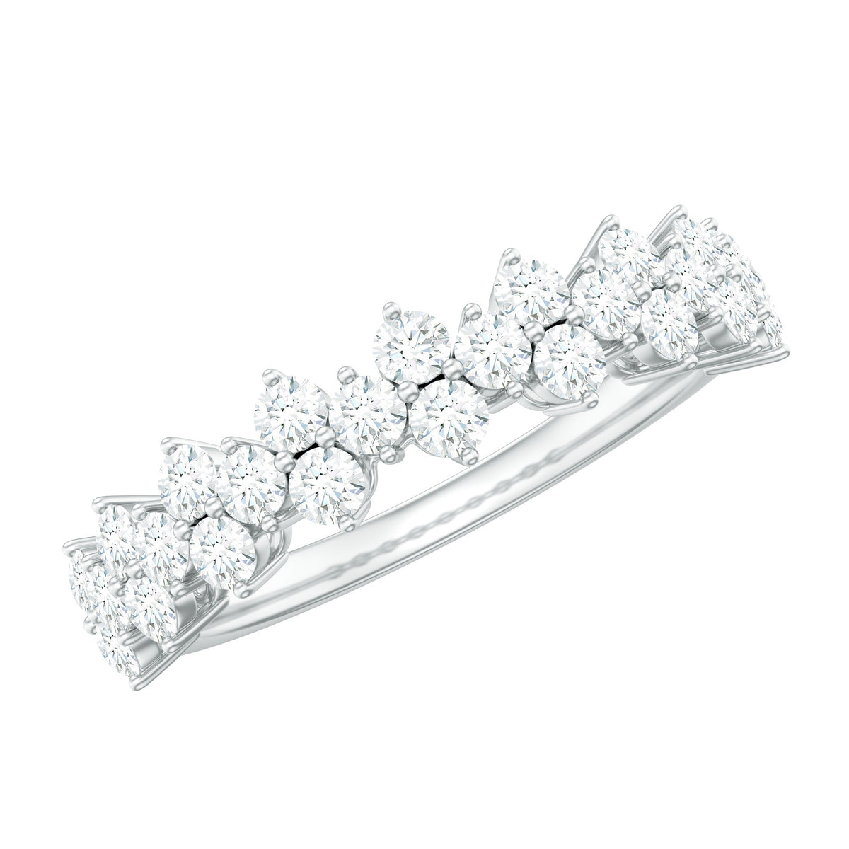 Natural Diamond Half Eternity Wedding Band with Certificate