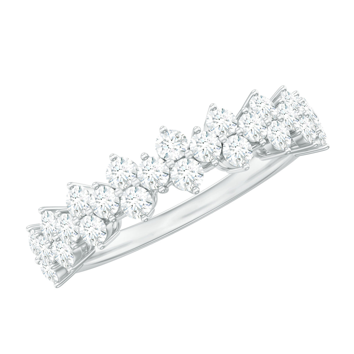 Round Moissanite Cluster Eternity Wedding Band