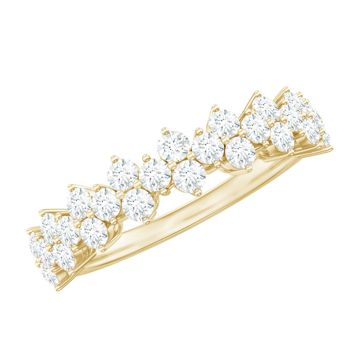 Round moissanite cluster eternity wedding band from Rosec Jewels, featuring sparkling stones set in a continuous circle.