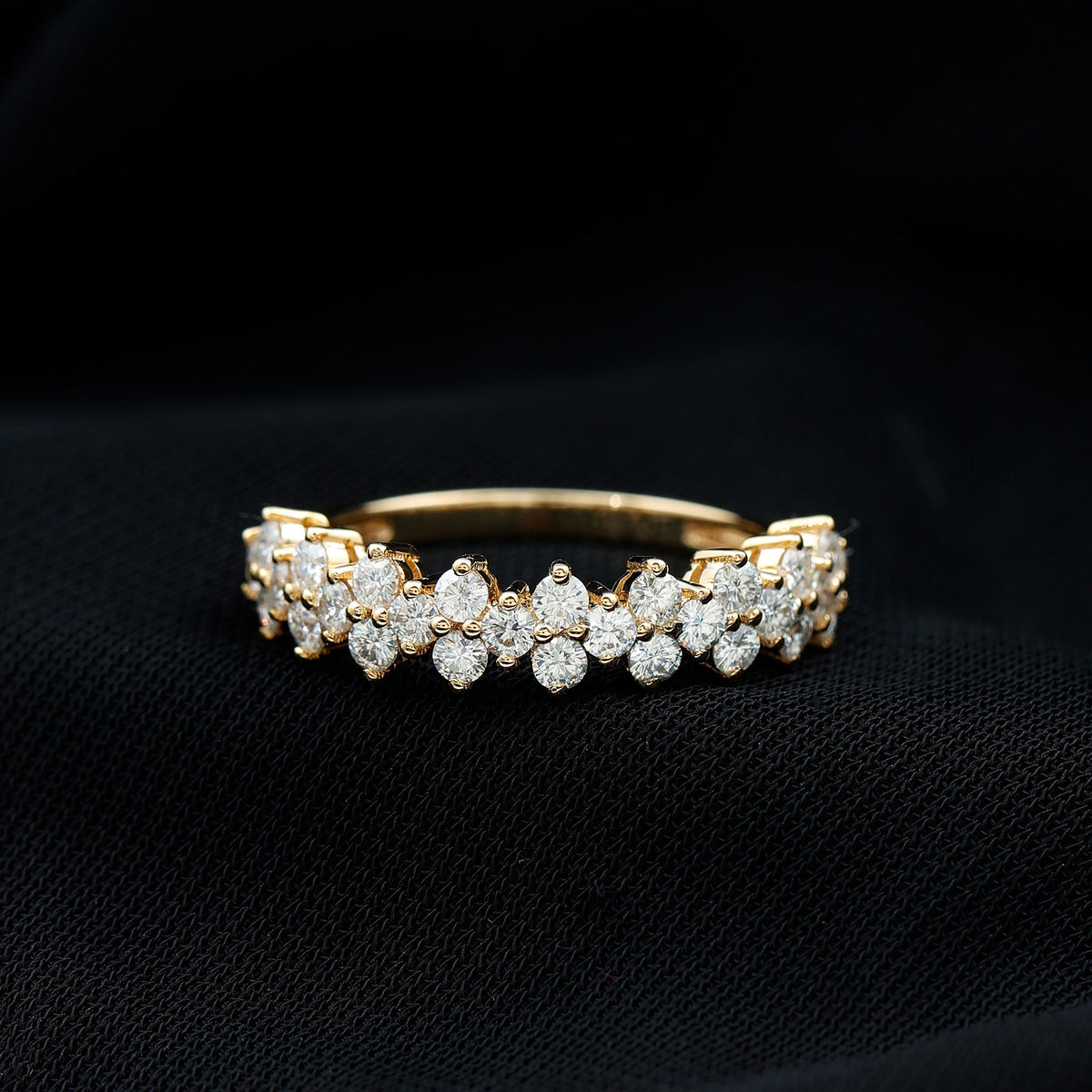 Round Moissanite Cluster Eternity Wedding Band