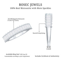 Baguette Cut Certified Moissanite Half Eternity Band Ring