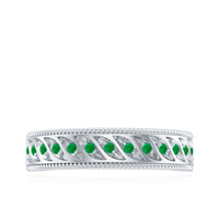 Genuine Emerald Vintage Inspired Eternity Band