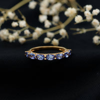 Oval Shape Tanzanite East West Eternity Band Ring