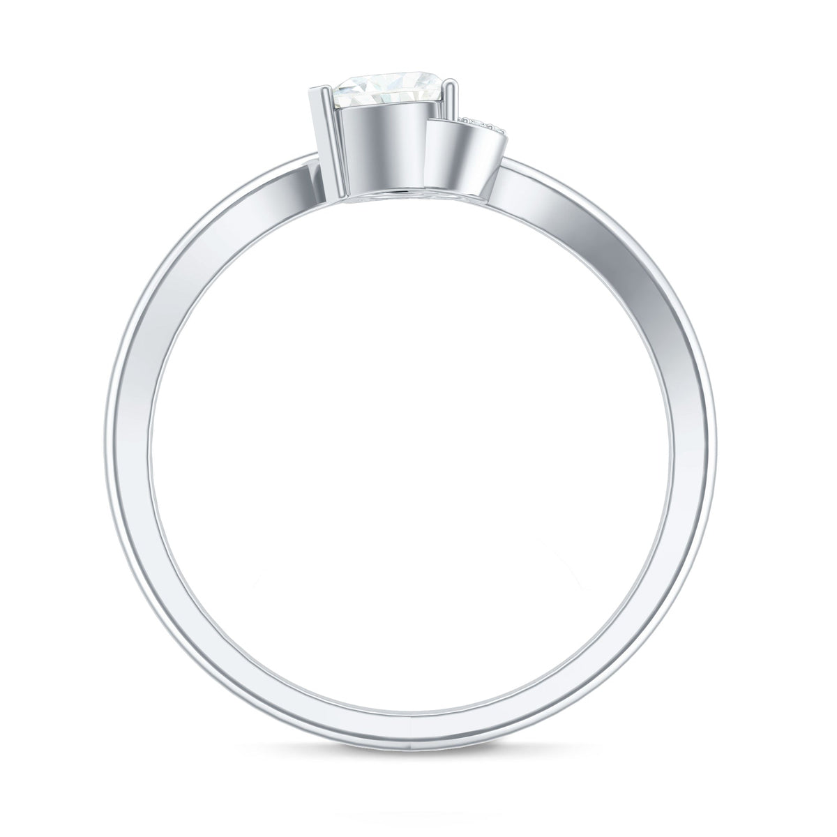 Certified Moissanite Heart Promise Ring for Her by Rosec Jewels, featuring a sparkling heart-shaped moissanite gemstone on a delicate ring band.