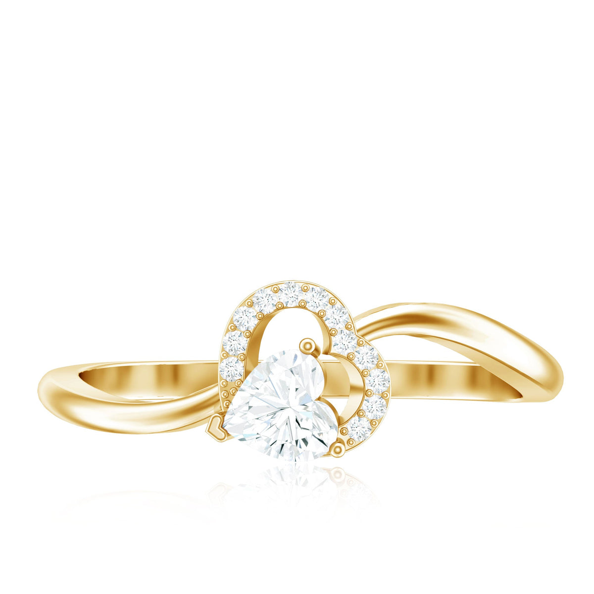 Certified Moissanite Heart Promise Ring for Her by Rosec Jewels, featuring a sparkling heart-shaped moissanite gemstone on a delicate band.