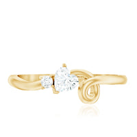 Certified Moissanite Heart Promise Ring with twisted shank by Rosec Jewels, featuring a sparkling heart-shaped moissanite gemstone.