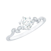 Certified Moissanite Flower Promise Ring with Beaded Detail