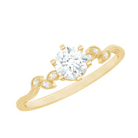 Certified Moissanite Flower Promise Ring with Beaded Detail