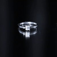 Dainty Promise Ring with Baguette and Round Moissanite