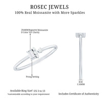 Dainty Promise Ring with Baguette and Round Moissanite