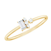 Dainty Promise Ring with Baguette and Round Moissanite