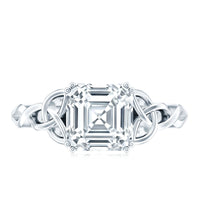 Asscher Cut 3 Carat Moissanite Celtic Knot Engagement Ring