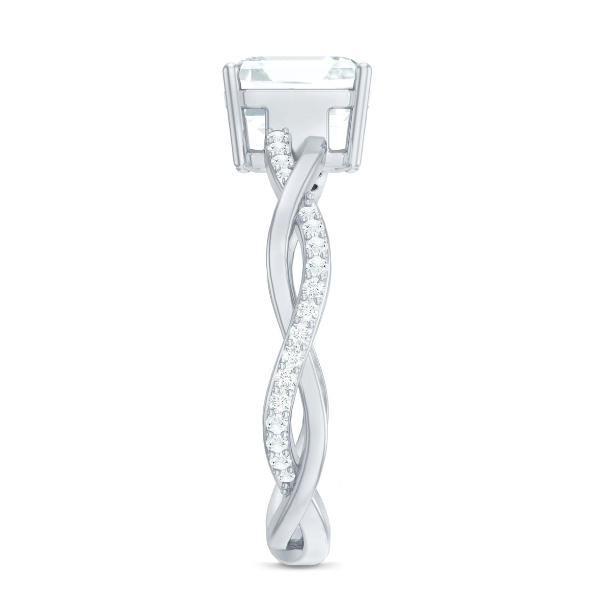 Solitaire Moissanite Asscher Cut Engagement Ring
