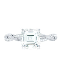 Solitaire Moissanite Asscher Cut Engagement Ring