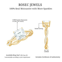 Solitaire Moissanite Asscher Cut Engagement Ring