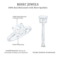 3 CT Cushion Cut Certified Moissanite Solitaire Engagement Ring