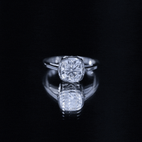 Bezel Set Cushion Cut Moissanite Solitaire Engagement Ring
