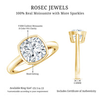 Bezel Set Cushion Cut Moissanite Solitaire Engagement Ring
